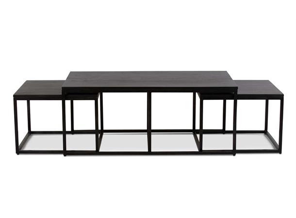 Sofabord med to sidebord Sort finish 110 x 60 x 46 cm