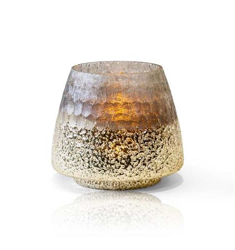 Lysglass med s&#248;lv bunn 15x13 cm
