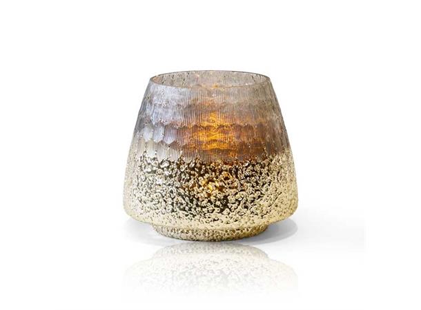 Lysglass med sølv bunn 15x13 cm