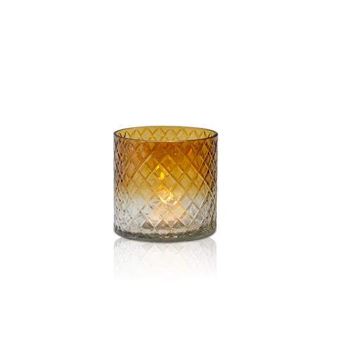 Lysglass klar/amber med diamant cutting 10 x 10 cm